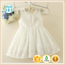 Frühling pure White Hochzeit Kinder Kleidung ärmelloses Tüll Baumwolle Mädchen Prinzessin Kleid